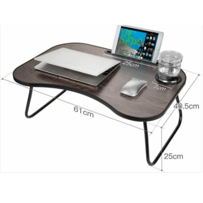 Folding Laptop Desk for Bed With Tablet Slot and Cup Holder